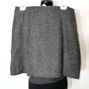 NWT Studio Y Herringbone Gray & Black Lined Mini Skirt 13/14